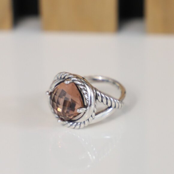 David Yurman Jewelry - David Yurman Sterling Silver 11mm Infinity Ring with Morganite size 8